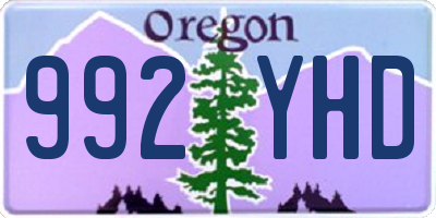 OR license plate 992YHD