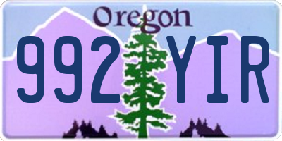 OR license plate 992YIR