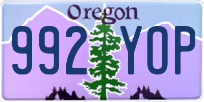 OR license plate 992YOP