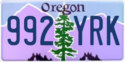 OR license plate 992YRK