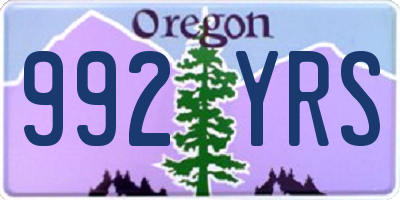 OR license plate 992YRS