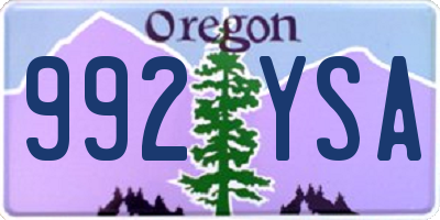 OR license plate 992YSA