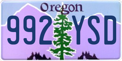 OR license plate 992YSD