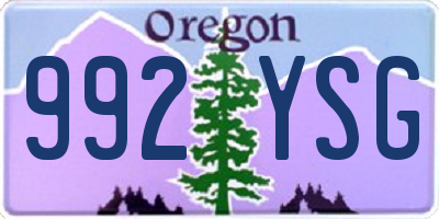 OR license plate 992YSG