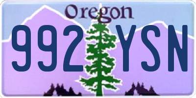 OR license plate 992YSN