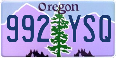 OR license plate 992YSQ