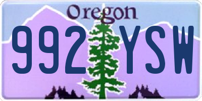 OR license plate 992YSW