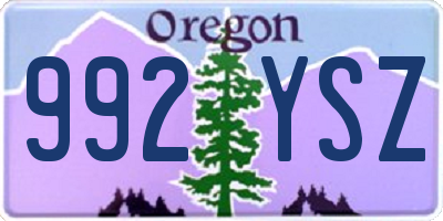 OR license plate 992YSZ