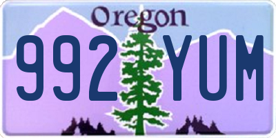 OR license plate 992YUM