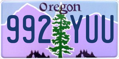 OR license plate 992YUU