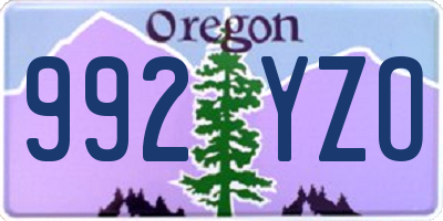 OR license plate 992YZO