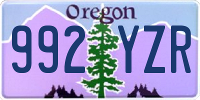 OR license plate 992YZR