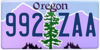 OR license plate 992ZAA