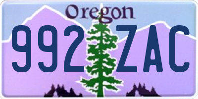 OR license plate 992ZAC