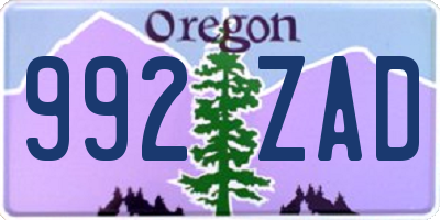 OR license plate 992ZAD