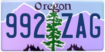 OR license plate 992ZAG
