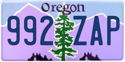 OR license plate 992ZAP