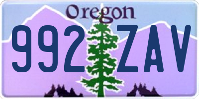 OR license plate 992ZAV