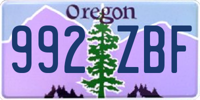 OR license plate 992ZBF