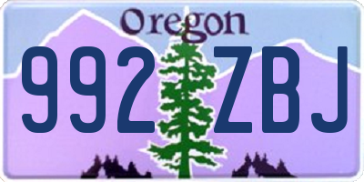 OR license plate 992ZBJ