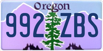 OR license plate 992ZBS