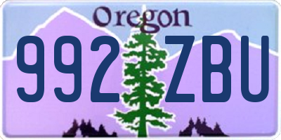 OR license plate 992ZBU