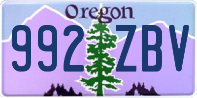 OR license plate 992ZBV