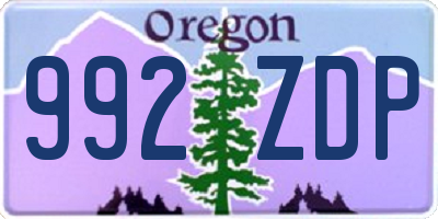 OR license plate 992ZDP