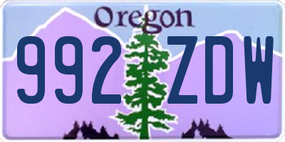 OR license plate 992ZDW