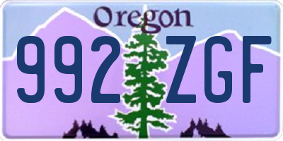 OR license plate 992ZGF