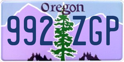 OR license plate 992ZGP
