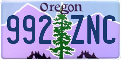 OR license plate 992ZNC