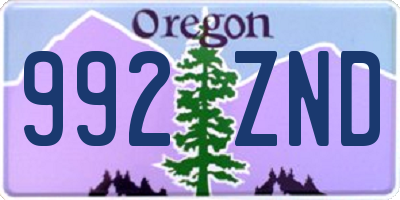 OR license plate 992ZND