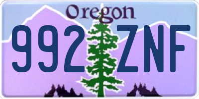 OR license plate 992ZNF
