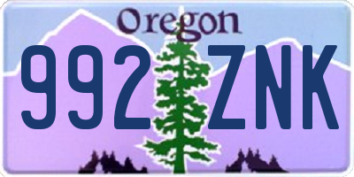 OR license plate 992ZNK