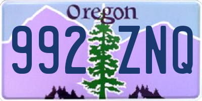 OR license plate 992ZNQ