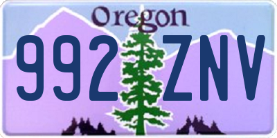 OR license plate 992ZNV