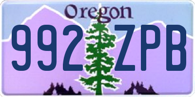 OR license plate 992ZPB