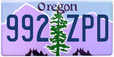 OR license plate 992ZPD
