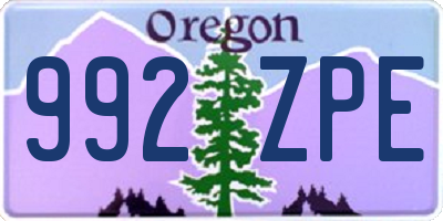 OR license plate 992ZPE