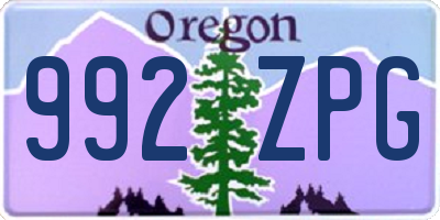 OR license plate 992ZPG