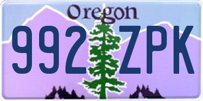 OR license plate 992ZPK
