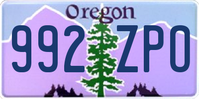 OR license plate 992ZPO