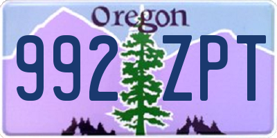 OR license plate 992ZPT