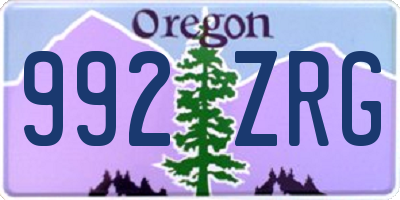 OR license plate 992ZRG