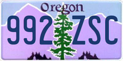 OR license plate 992ZSC