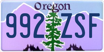 OR license plate 992ZSF