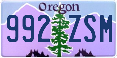 OR license plate 992ZSM