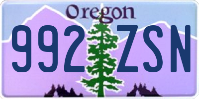 OR license plate 992ZSN
