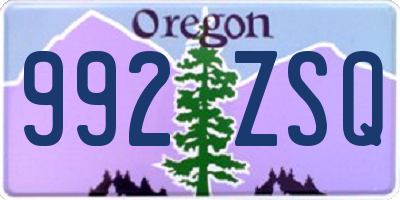 OR license plate 992ZSQ